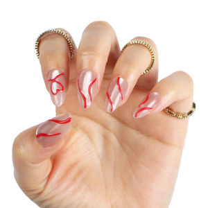 Ongles artificiels à presser personnalisés, style français, courts, carrés, pailletés, en amande, en ABS, marque privée, 24 pièces, sans pression, naturels - Product Image 4