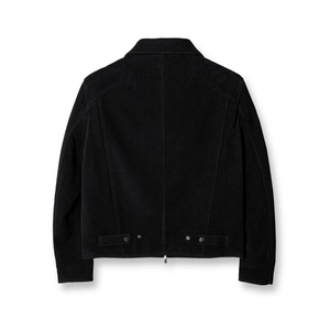 Men's <b>Black</b> <b>Suede</b> Bomber <b>Jacket</b> Casual Turn-down Collar Zipper Closure Regular Fit Autumn Wear - Product Image 2