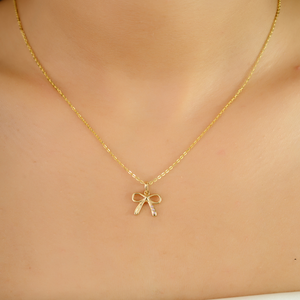 Elegante Conjunto Gypsy de Diseño Novedoso con Zafiro Rosa, Colgante Minimalista con Lazo, Oro Amarillo Real de 14K, Joyería para Uso Diario, Proveedor - Product Image 6