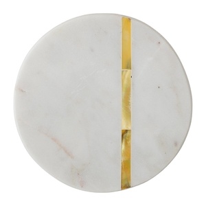 Round <b>Marble</b> <b>Coasters</b> Metal Inlay Natural Sublimation & Metal Inlay <b>Marble</b> Stone Tea <b>Coasters</b> Custom Wholesale - Product Image 1