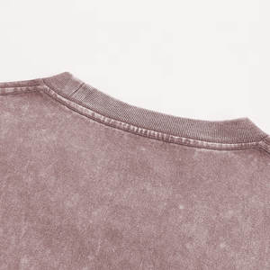 Camiseta de punto unisex extragrande para hombre, personalizada al por mayor, con lavado ácido, 100% algodón, vintage, cuello redondo, manga corta, anti-bolitas, transpirable - Product Image 3