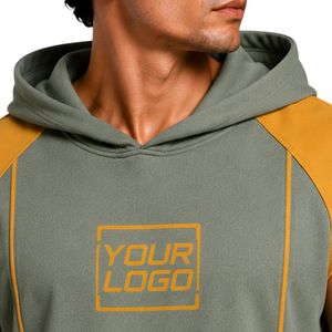 Mens Sage Green Mustard <b>Sleeveless</b> Hooded Tracksuit Set Custom Logo Gym Fitness Training Sports <b>Hoodie</b> And Shorts Activewear - Product Image 3
