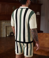 Men's Color Blocking Polo Shirt Shorts Set Knitted Casual Summer Wear Breathable Cotton Polo Collar Design Customized Colors