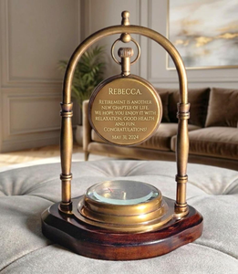 Reloj de Escritorio Clásico Vintage de Latón con Esfera de Números Romanos, Reloj de Mesa Colgante, Base de Madera de Estilo Antiguo, Decoración para el Hogar y la Oficina - Product Image 4