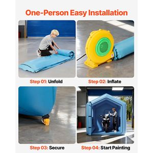 Potente Sistema di Filtraggio dell'Aria da 550W, Cabina Gonfiabile per Verniciatura a Spruzzo 9,84 X 8,2 X 8,2 ft, Forma Triangolare - Product Image 4