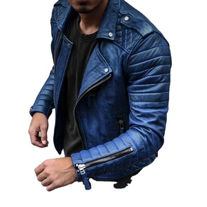 เสื้อโค้ทหนังแท้ของผู้ชายเสื้อโค้ทกันน้ำสำหรับขี่มอเตอร์ไซค์สไตล์ย้อนยุคเข้ารูปแบบสลิมฟิตสำหรับฤดูหนาว - Product Image 1