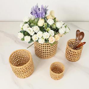 Organisateur de couverts en rotin tressé à la main pour table à manger, comptoir de cuisine, café, restaurant et rangement naturel - Product Image 4