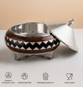 Luxury Insulated Casserole Hot <b>Pot</b> with Stainless Steel <b>Lid</b> Handcrafted Wooden & Mother of Pearl Serving Food Warmer Buffet ODM - Product Image 5