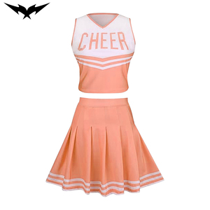 Ventes en gros de nouveaux uniformes de cheerleading pour adultes personnalisés avec des appliques en strass bleus et jaunes, en tissu spandex/polyester - Product Image 1