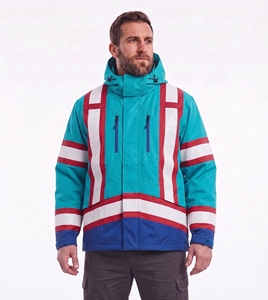 custom reflective hooded safety <b>jacket</b> men neon lime yellow workwear waterproof windproof warm winter coat <b>orange</b> taped apparel - Product Image 4