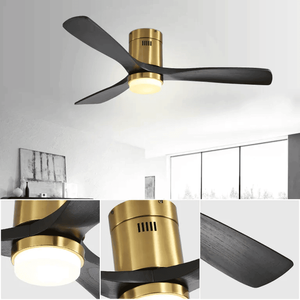 Ventilatore da Soffitto LED a Basso Profilo da 52 Pollici con Telecomando, 3 Pale in Legno Massello per Uso Interno ed Esterno - Product Image 4