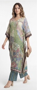 Vestido Kaftán Largo de Poliéster y Seda para Mujer, Estilo Maxi, Corte Holgado, Elegante, Modesto y Fluido, para Verano, Invierno, Otoño y Primavera - Product Image 4