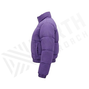 Hooded Quilted Waterproof <b>Bubble</b> Jacket Black Full Sleeve Winter Windproof Cotton Shell Knitted Fabric Polyester Filling Stand - Product Image 3