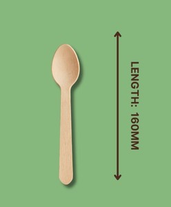 Cuchara de Madera de Abedul de 160 mm, Desechable, Biodegradable, Resistente al Calor, Portátil, Ligera, Ecológica, para Picnic, Hostelería, Viajes y Fiestas - Product Image 1