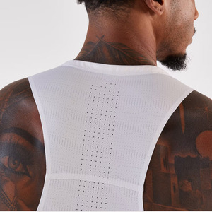 Men's <b>White</b> Sleeveless Gym <b>Tank</b> <b>Top</b> Crew Neck Breathable Quick Dry Sporty Fit Solid Knitted 180g Polyester Athletic Wear - Product Image 4