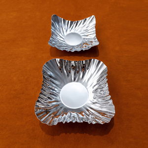 Modern Square Metal Bowl / Chocolate <b>Tray</b> Set With Textured <b>Mirror</b> Finish, Perfect For Luxury Tableware Home And Hotels Catering - Product Image 2