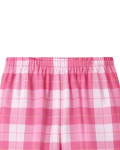 Ensemble de pyjama pour femmes à carreaux rose et blanc, manches longues, boutonné, vêtements de nuit en coton doux, ensemble de deux pièces, ensemble confortable pour se détendre - Product Image 6