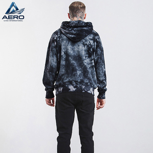 Sudadera con Capucha Personalizada para Hombre, Estilo Tie Dye, Color Negro y Gris, Lavado Ácido, Cordón Largo, Corte Holgado, Felpa Francesa - Product Image 4