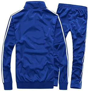 Chándal Azul para Hombre, Color Sólido, Cierre Completo, Ropa Deportiva con Bolsillos Laterales, Corte Regular, para Otoño - Product Image 5
