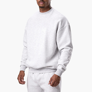 Sudaderas lisas blancas OEM con logotipo personalizado, sudaderas extragrandes negras para hombre con cuello redondo, sudaderas con capucha informales de manga larga en negro y gris. - Product Image 5