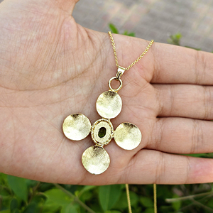 Custom women necklace oval cut peridot hydro quartz designer cross pendant necklace 18k gold plated fashion jewelry necklaces - Product Image 6