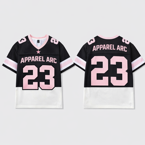 เสื้อเจอร์ซีย์ทีมสีดำชมพูแบบยูนิเซ็กซ์ ไซส์ 23 ทรงโอเวอร์ไซส์ ผ้าตาข่าย สไตล์สตรีท สปอร์ต รับผลิตแบรนด์ส่วนตัว สั่งซื้อจำนวนมากจากสหรัฐอเมริกา - Product Image 1