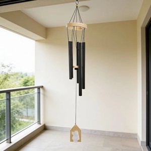 Campanas de Viento de Madera y Aluminio, 6 Tubos, Sonido Profundo, Decoración para Jardín, Patio, Exterior, Resistentes al Agua - Product Image 4
