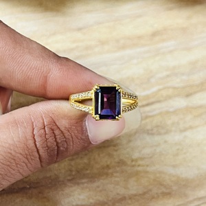 2026 Modern Style Amethyst Brass <b>Ring</b> Spilt Shank Zircon <b>Statement</b> <b>Ring</b> Vintage Style Classic Engagement Wholesale Women's <b>Ring</b> - Product Image 2