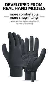 Gants d'hiver chauds pour le cyclisme en plein air, compatibles écran tactile, antidérapants, coupe-vent, imperméables, texturés, durables, en polyester, nylon et polaire - Product Image 6