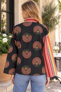 Women’s Colorful Wrap Top, Boho Geometric Print <b>Blouse</b>, Long Sleeve Tie Front Shirt - Product Image 2