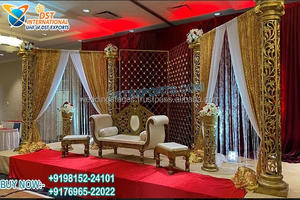 Décoration de scène de réception de mariage prestigieuse, thème rustique, murs de bougies attrayants pour mariage occidental, Canada - Product Image 4