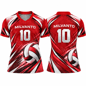 Camiseta de Voleibol Roja Personalizada para Hombre y Mujer, Uniforme de Entrenamiento de Voleibol Unisex de Poliéster de Alta Calidad, Transpirable - Product Image 1