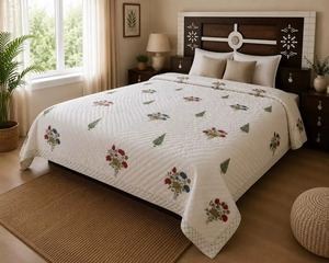 Edredón de Algodón Estampado a Mano de Calidad de Exportación, Tamaño King, Transpirable, Estilo Jaipuri Razai Boho, Ropa de Cama India - Product Image 6
