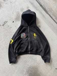 Sweat-shirt à capuche surdimensionné personnalisé avec fermeture éclair intégrale, en coton épais de qualité supérieure, avec détails de patch brodé, style streetwear, pour hommes, sweat-shirts athlétiques - Product Image 1