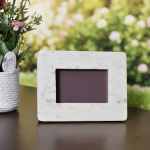 Stone Era Premium White Marble Fashionable Handmade Photo <b>Frame</b> <b>with</b> Wall <b>Mount</b> for Home Decor Office Display & Gifts - Product Image 4