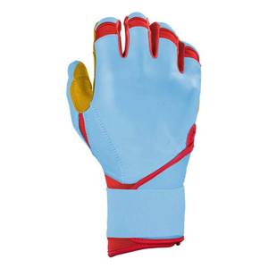 Blue Leather Batting <b>Gloves</b> with Padded Palm for Training Unisex Adults Pull On Hook And Loop Closure for Training Unisex Adult - Product Image 4