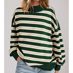 Women Mock Neck Sweatshirt Heavyweight Oversized <b>Drop</b> Shoulder Top - Product Image 2