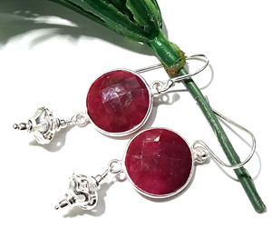 Natural Red Ruby Gemstone Trendy Dangle <b>Earrings</b> Solid 925 Sterling Silver Faceted Ear Wire Handmade Jewelry Women Party - Product Image 5
