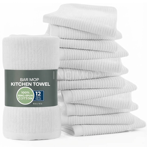 Comment acheter des torchons de nettoyage pour restaurant et cuisine, 100% coton côtelé, 16x19, 32oz, blancs, très résistants, en provenance d'Asie. - Product Image 1