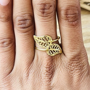 Hot Selling Leaf <b>Ring</b> Boho Brass <b>Rings</b> For Women 18k Gold Plated Filigree Nature <b>Statement</b> Dainty Jewelry Wholesale/OEM/ODM - Product Image 6