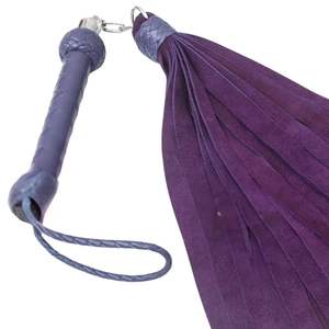 Látigo de piel de oveja auténtica con mango trenzado, hebilla de acero, 3.5 cm de ancho y flecos de dos tonos - Product Image 2