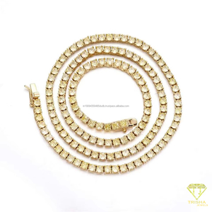 Collier tennis en pierre jaune radieuse avec un serti flexible à quatre griffes en forme de panier, finition dorée polie, pour la vente en gros - Product Image 1