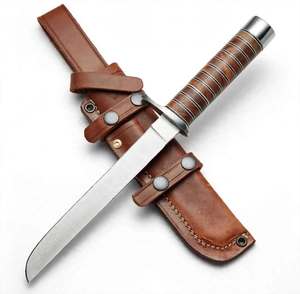 Handcrafted Stainless Steel Outdoor Utility <b>Tool</b> Stacked <b>Leather</b> Washer Handle Stainless Steel Guard - Product Image 2