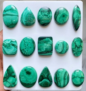Cabochon de malachite naturelle polie, pierre précieuse en vrac certifiée par un tiers, couleur verte, pour la fabrication de bijoux - Product Image 1