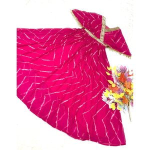 FANCY GEORGETTE BORDADO IMPRESO TRABAJO SOLO VESTIDO ROSA - Product Image 3