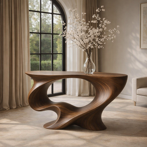 โต๊ะคอนโซลไม้เนื้อแข็งสไตล์มินิมอลทำมือสำหรับโรงแรม วิลล่า โถงทางเข้า ห้องนั่งเล่น โต๊ะไม้เนื้อแข็งธรรมชาติ - Product Image 3