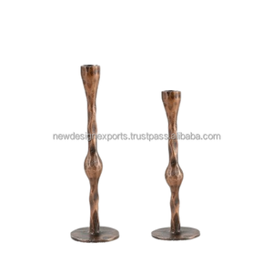 Premium Sculptural Copper Candle Stand – <b>Set</b> of 2 Handcrafted Taper Pedestals - Product Image 5