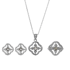 925 Silver Cubic Zirconia Women's Necklace Ring Earrings for Women <b>Girls</b> Earring Wedding Anniversary Jewelry <b>Set</b> <b>Gift</b> Jewelry - Product Image 4
