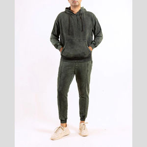 Survêtement à capuche rouge pour homme, 100% coton, manches longues, couleur unie, décontracté, vêtement d'automne, respirant, coupe régulière avec poches latérales - Product Image 6