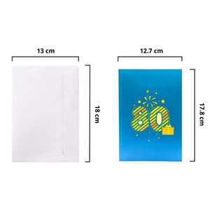 Carte de vœux 3D pop-up avec gâteau bleu et étoiles, design personnalisé sur carton rond pour célébration, cartes de vœux 3D - Product Image 2